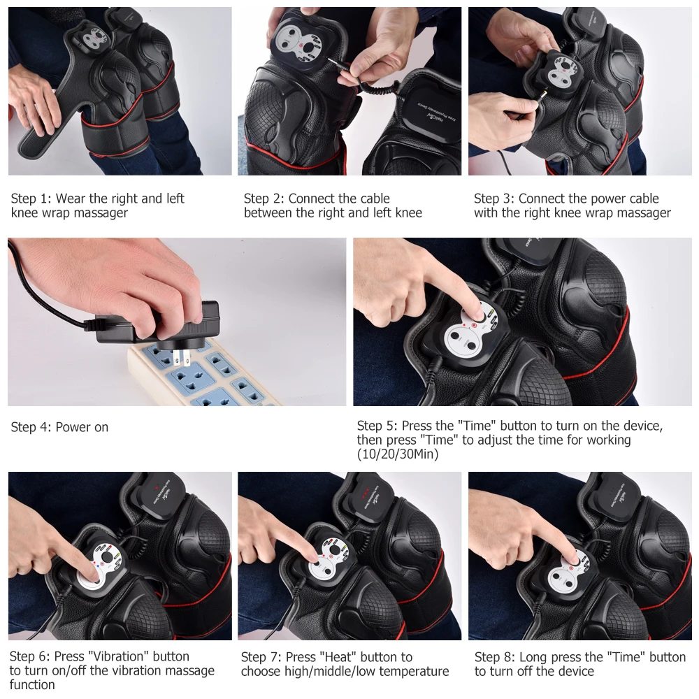 

Heating Knee Massager Electric Far Infrared Joint Arthritis Brace Support Vibration Massage Knee Muscles Pain Relief Massageador