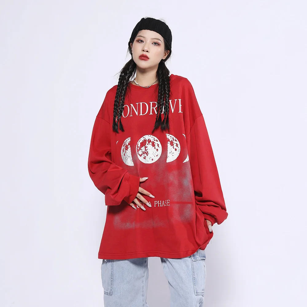 

Женская футболка с длинным рукавом и принтом Dark Icon, футболки с круглым вырезом в стиле хип-хоп, уличная одежда