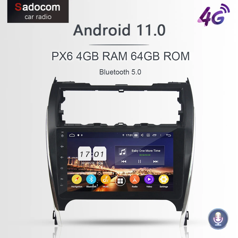 Автомагнитола PX6 DSP 9 дюймов 2 din Android 11 0 4 + 64 ГБ GPS для Toyota CAMRY 2012-2017 США Ближний Восток