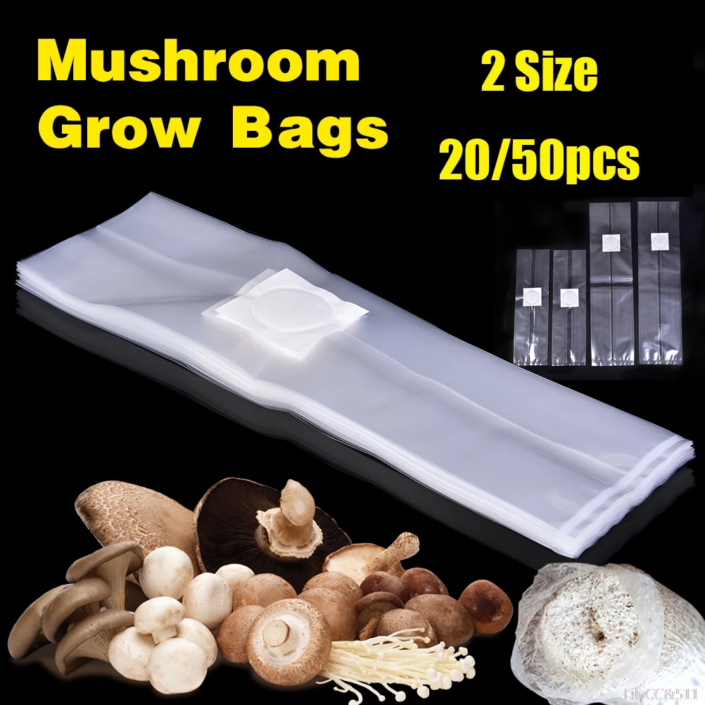 

20PCS/50PCS PVC Mushroom Spawn Grow Bags Cultivation Bag Sealable Garden Supplies