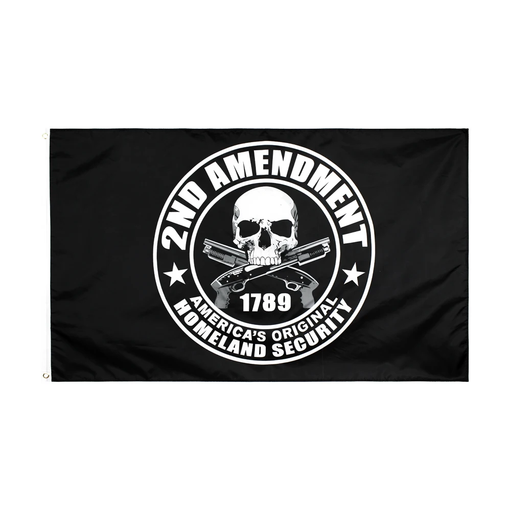

90x150cm 2nd Amendment Gun 1789 Skull Flag