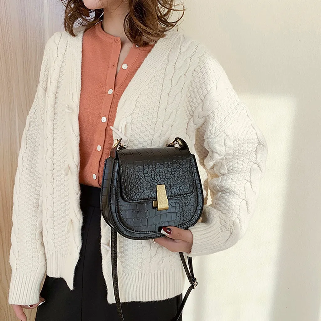 

OCARDIAN Women Large Capacity Solid Color Crocodile Leather Hasp Simple Wlid Messenger Bags Shoulder Bag Handbag Sac Main Femme