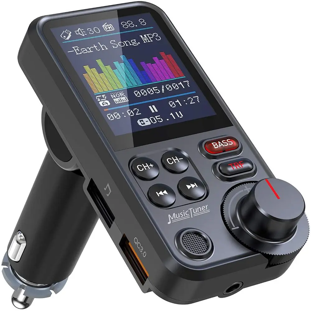 1.8" Wireless Car Bluetooth FM Transmitter Aux Supports QC3.0 Charging Treble and Bass Sound Music Player Rear View Camera | Автомобили