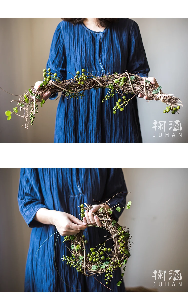 85cm length Rattan garland artificial plants leaves berry red peas branches wedding celebration christmas decoration