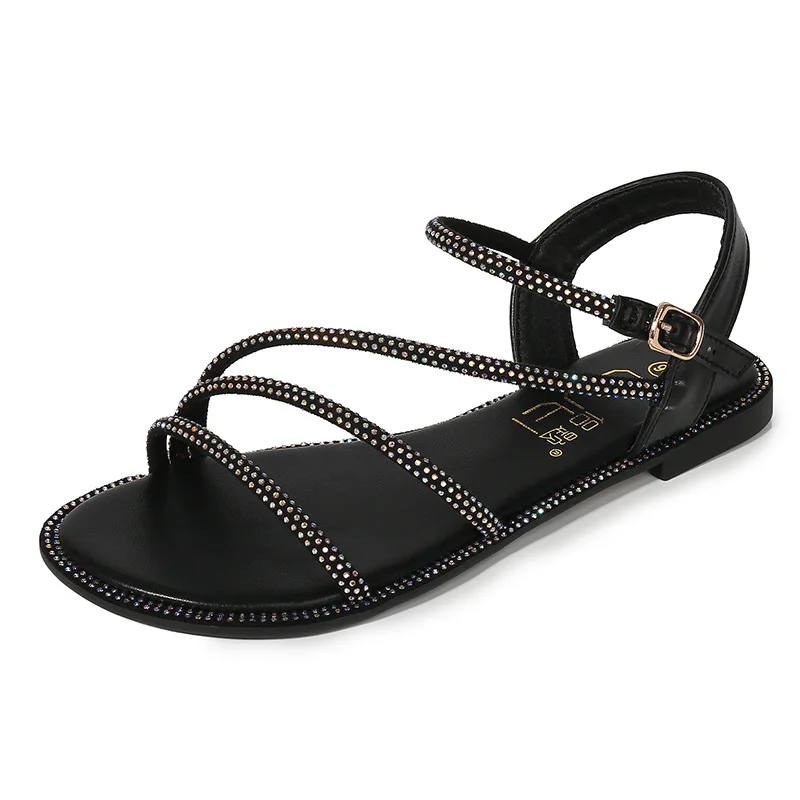 

Summer New Fashion Women Sandals Open Toe Buckle Sandals Ladies Crystal Casual Beach Sandals Bohemia Style Comfortable Flat Sexy