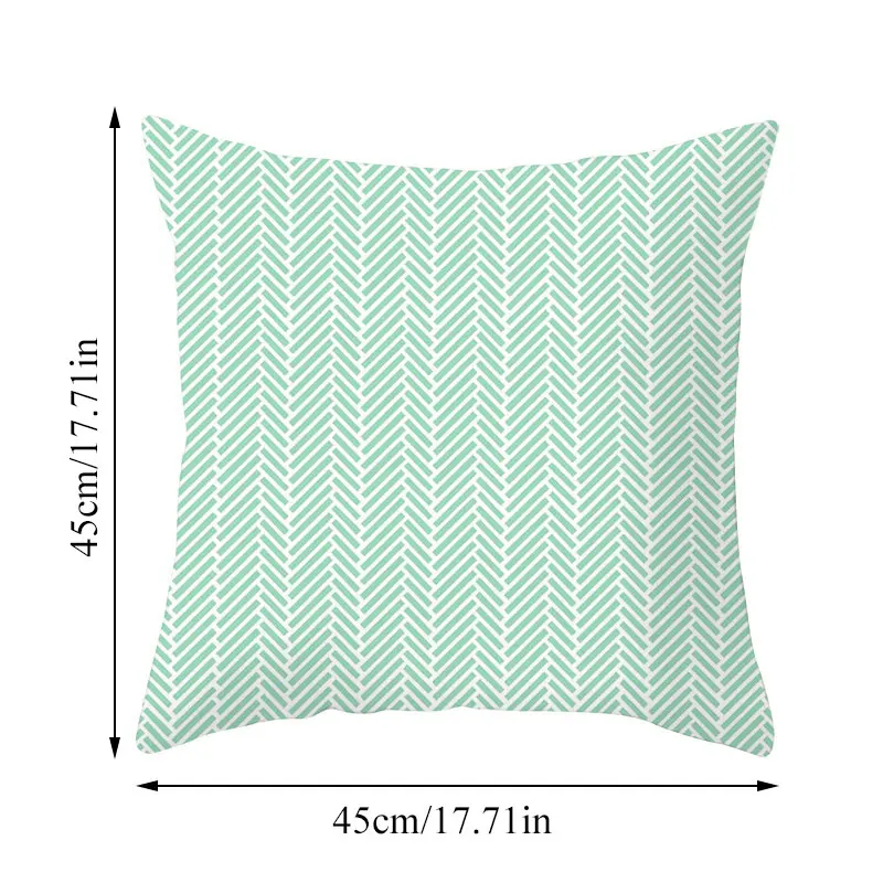 Наволочка с принтом мятно-зеленого цвета Геометрическая модная квадратная