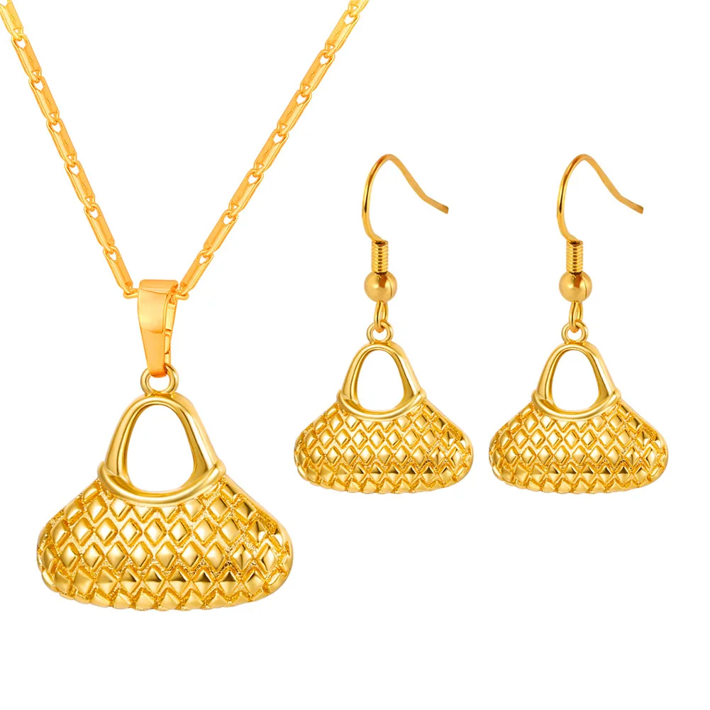 

ChainsPro Bilum Bag Jewelry Sets For Women PNG Sets Gold Color Papua New Guinea Jewelry Earrings Necklace Sets S271