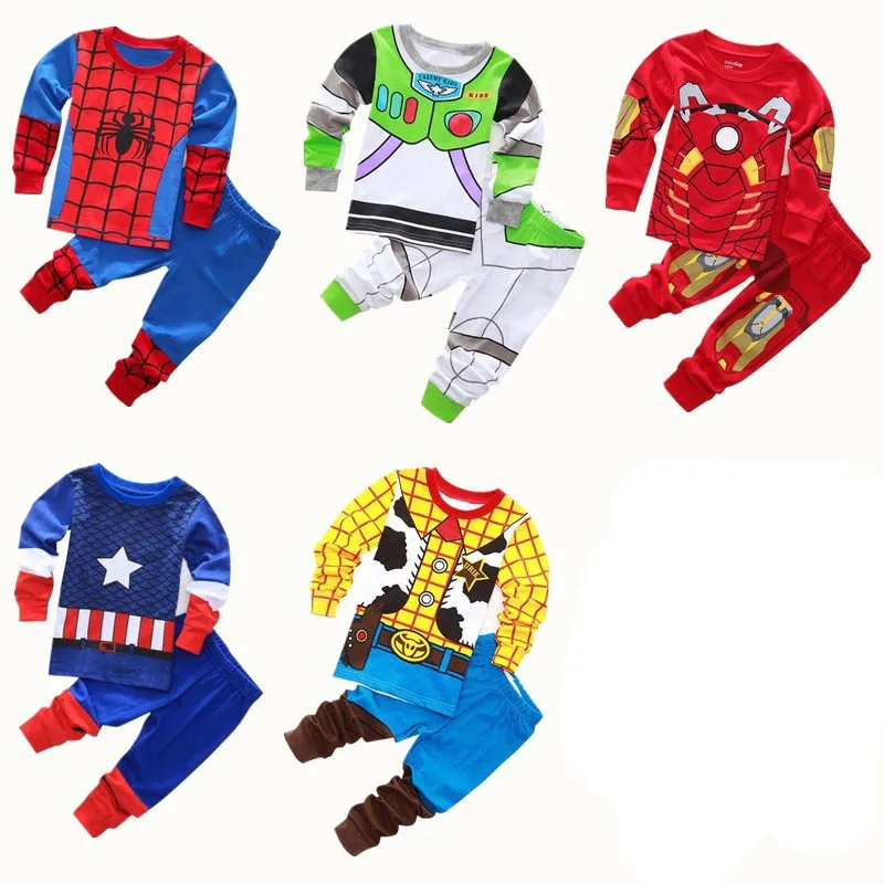 Новая Пижама для косплея Человек паук Железный человек мальчиков Детские
