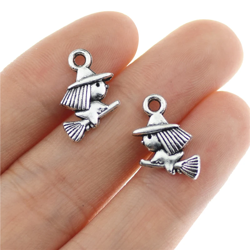 

20 штук 15x10 мм медальон Подвеска Ведьма езда метлы Шарм Подвески для самостоятельного изготовления ювелирных изделий ручной работы