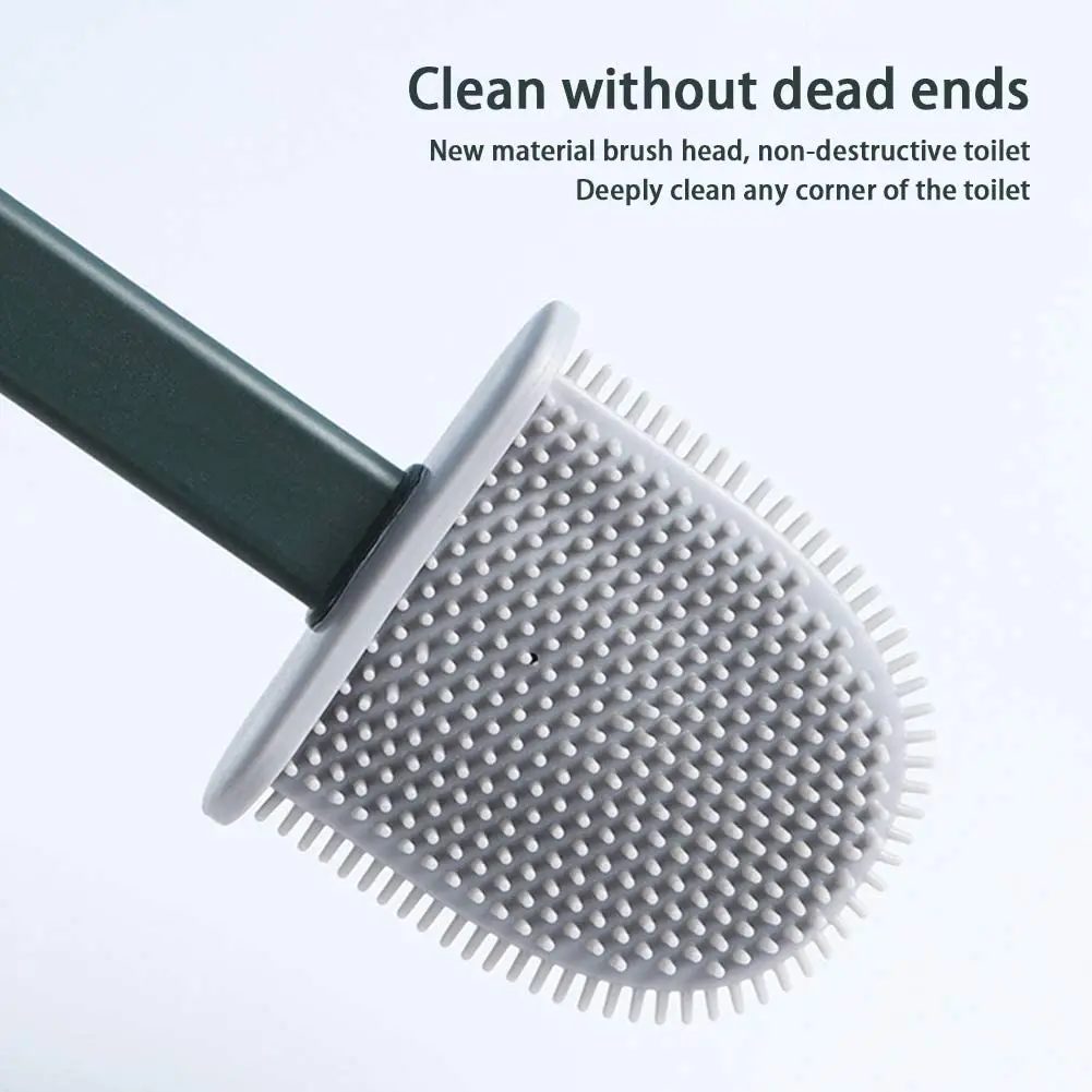

2021 Silicon Flex Toilet Brush Holder Set No-Slip Long Handle Quick Drying Toilet Standing Holder Wall Mounting Cleaning Brush