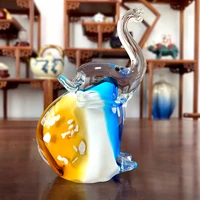 hand blown glass elephant figurines crystal handmade wild animal ornament creative paperweight gift craft home table decor