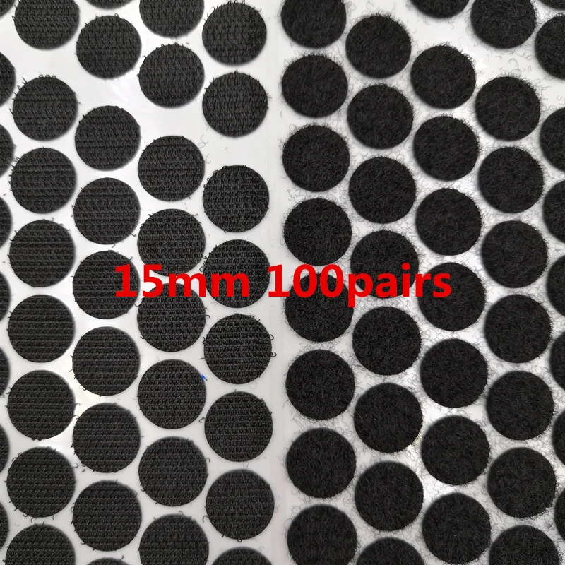 Black 15mm 100pair 15 мм многоцветная клейкая крепежная лента точки липкий крючок и петля Волшебная наклейка двухсторонняя круглая прочная самоклеящаяся 100 пар - Цвет: Black 15mm 100pair
