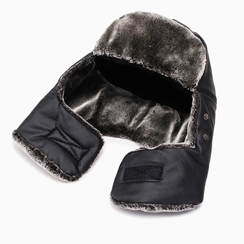 

Winter Warm Hats Men Women Bomber Caps Removable Mask Bonnet PU Leather Thick Lei Feng Bone russia Czapka Zimowa Gorros invierno