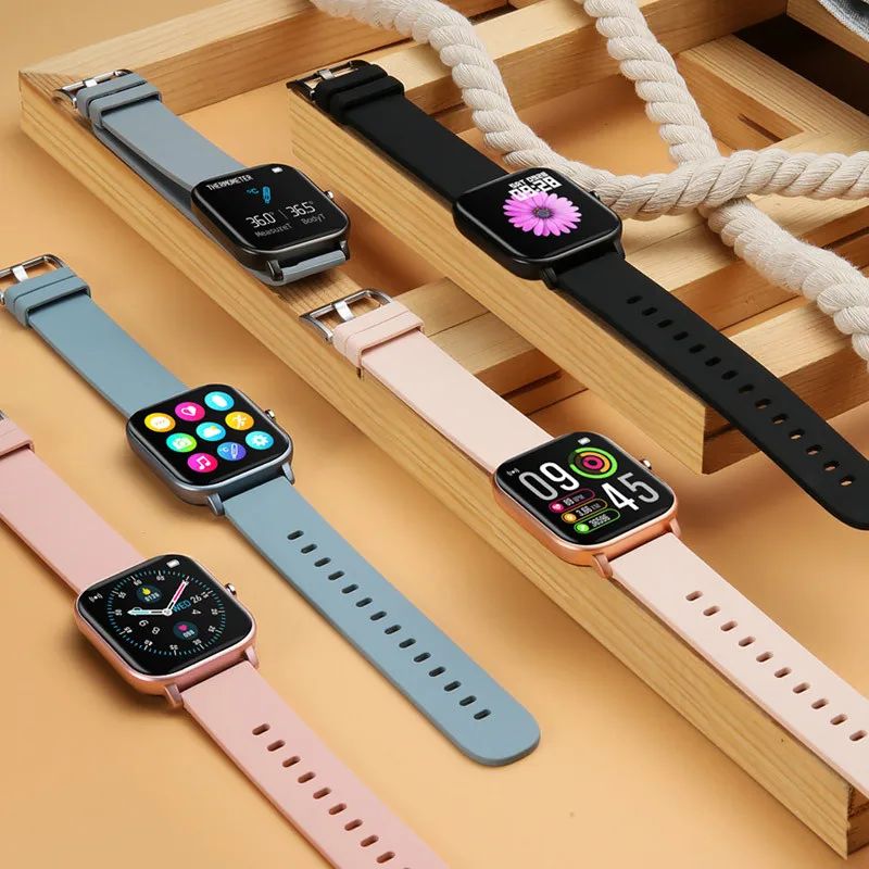 

P8T Smart Watch Men Women IP67Waterproof Full-Touch Fitness-Tracker Clock Heart Rate Temperature Smartwatch