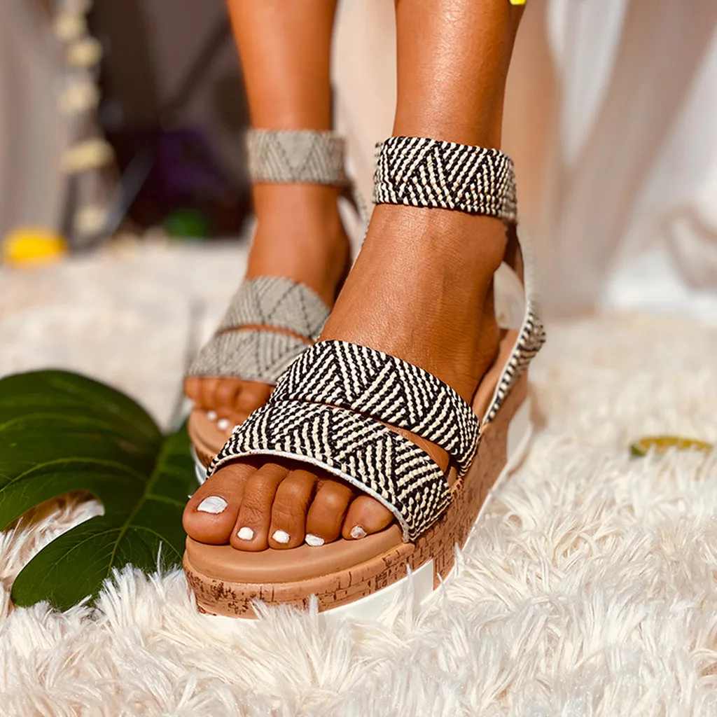 Женские сандалии с открытым носком на толстой плоской подошве Вьетнамки женские