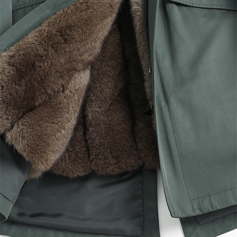 

Fur Parka Real Men Winter Jacket Whole Skin Natural Fox Fur Liner Long Coat Thick Parkas Manteau Homme Hiver 4555 KJ2302