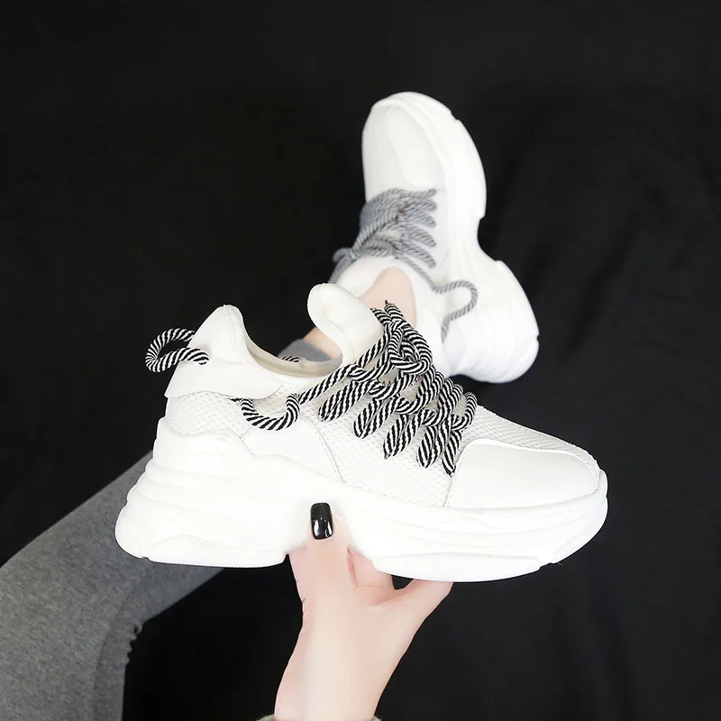 

Jookrrix 2020 Women Autumn Female Mesh Breathable Shoes Women Increased 7cm Chunky Sneakers Lady Brand Casual Shoes ZD2790