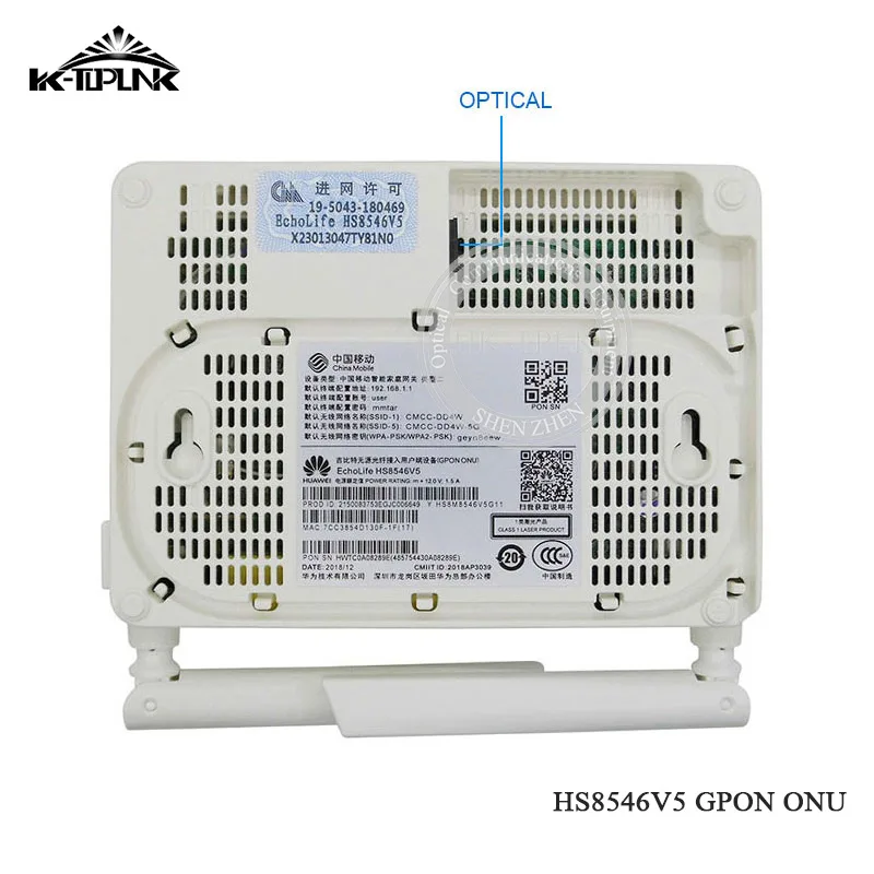 Горячие продукты HS8546v5 GPON ONU Оптическая сеть FTTH маршрутизатор 4GE + 1TEL 2USB Wifi