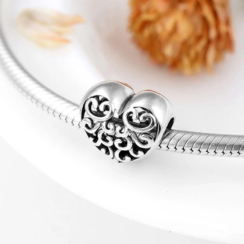 Бусины-шармы ажурные из серебра 2018 пробы в форме сердца | Украшения и аксессуары