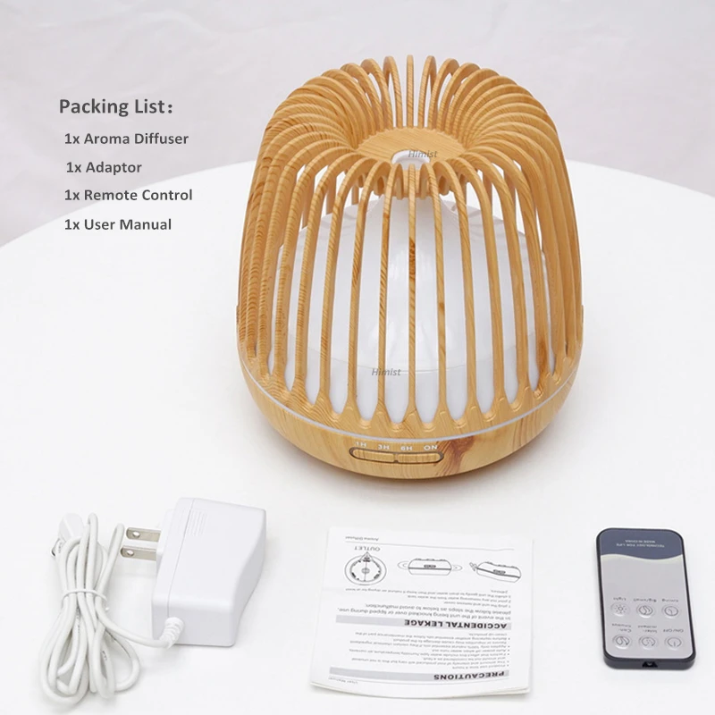 

500ML Aroma Essential Oil Diffuser Ultrasonic Air Humidifier Wood Grain 7 Color Changing LED Light Cool Mist Difusor for Home