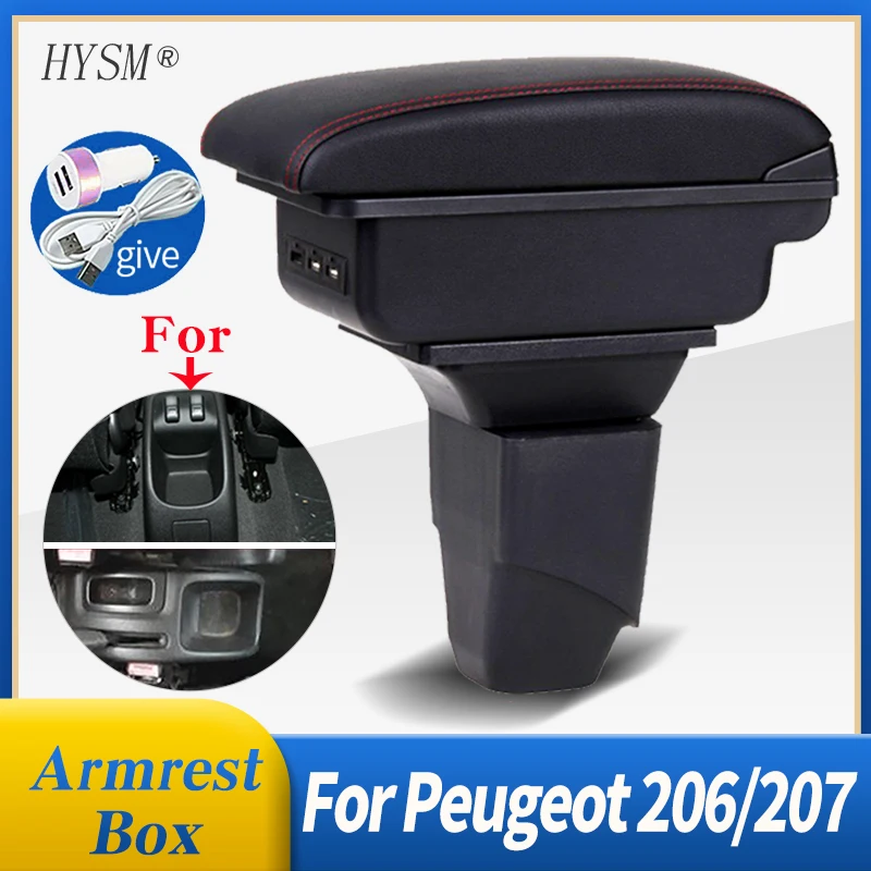 

For Peugeot 206 207 Armrest Box Storage Box Car Holder Ashtray Auto Interior Accessories Retrofit Parts With