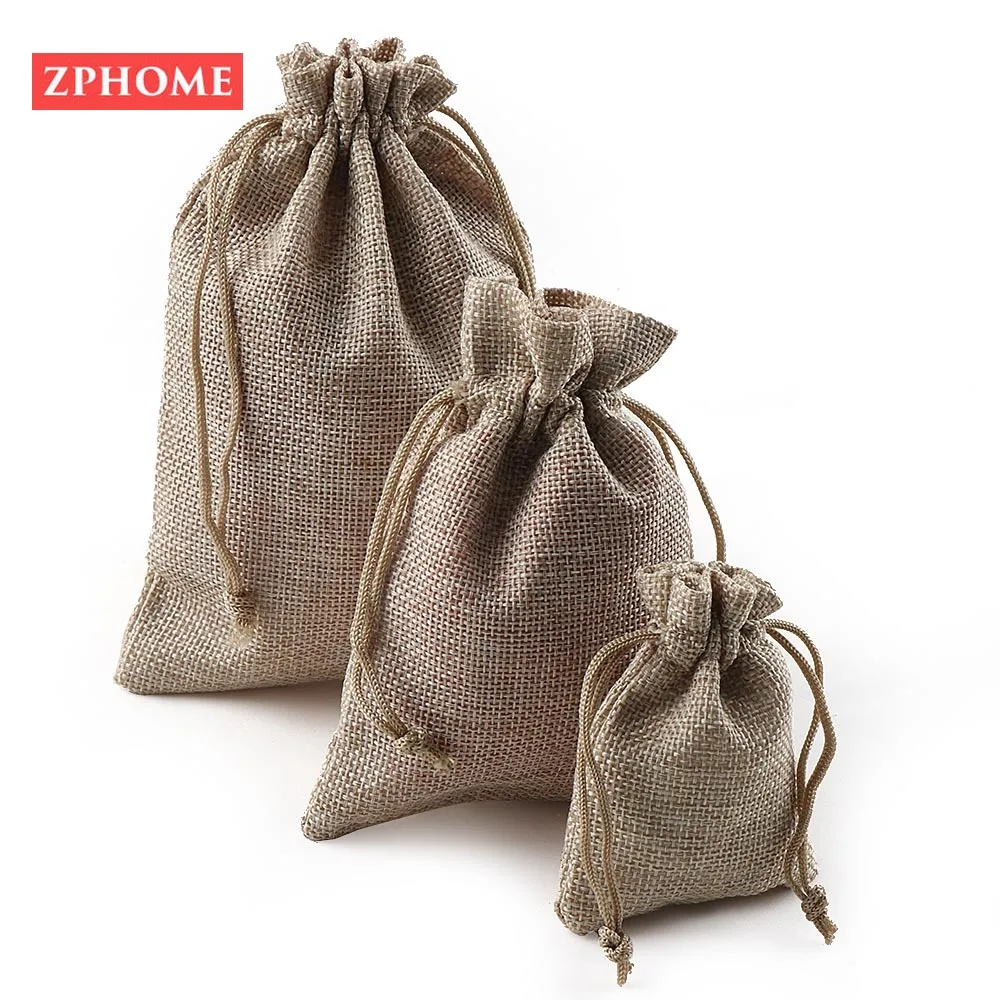 50 шт. Рождественский льняной джутовый шнур подарочные сумки мешки для свадьбы