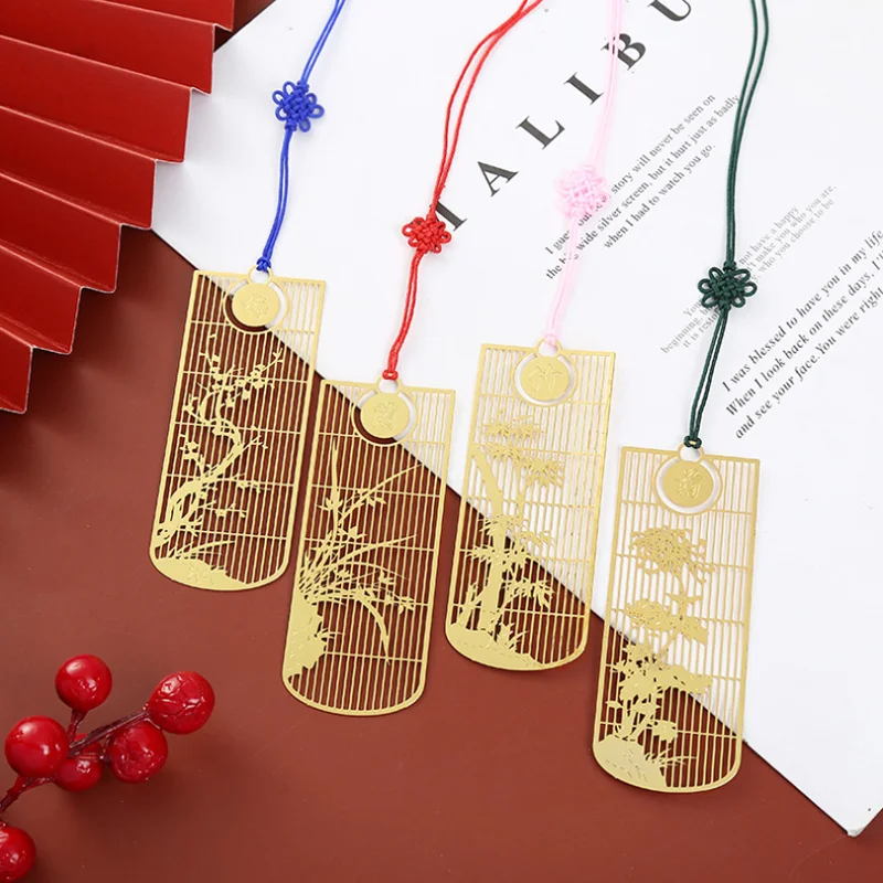 

1pc Kawaii Plum Blossom Orchid Bookmark Cute Metal Accessories Literature And Art Book Mark Page Folder Office School Supplies