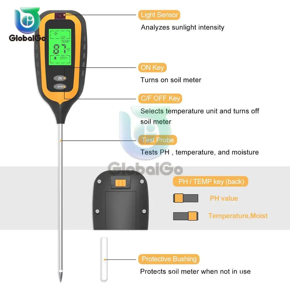 Измеритель влажности почвы 4 в 1 тестер PH для садовых растений цветов инструмент
