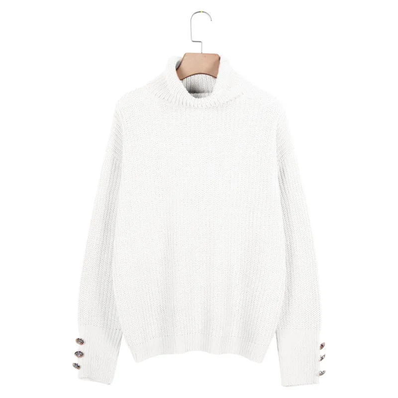 OMCHION Sueter Mujer 2020 New Turtleneck Button Pink Sweater Women Casual Loose Korean Pullover Winter Knitwear Jumper LCS02 | Женская