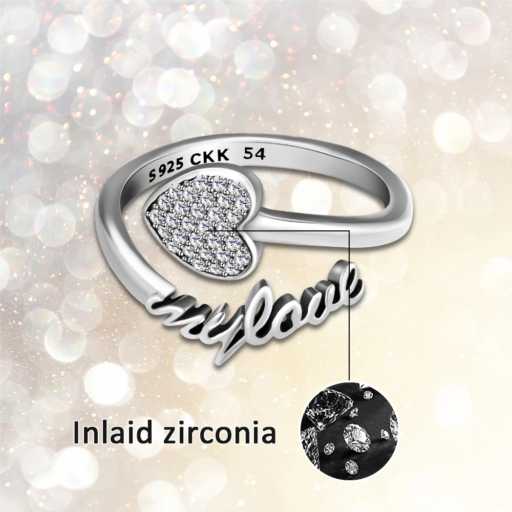 

Signature of My love Rings with Clear CZ 100% Authentic 925 Sterling-Silver-Jewelry Free Shipping