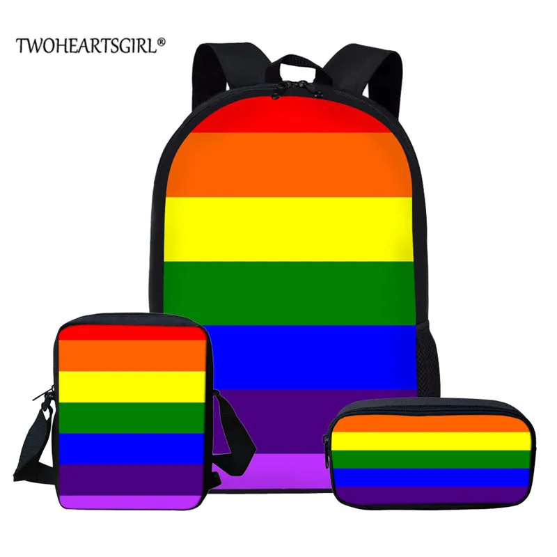 

Twoheartsgirl Colorful Book Bag Teenager Rainbow Pattern School Bags for Kids Boys Girls Breathable Student Schoolbags Satchel