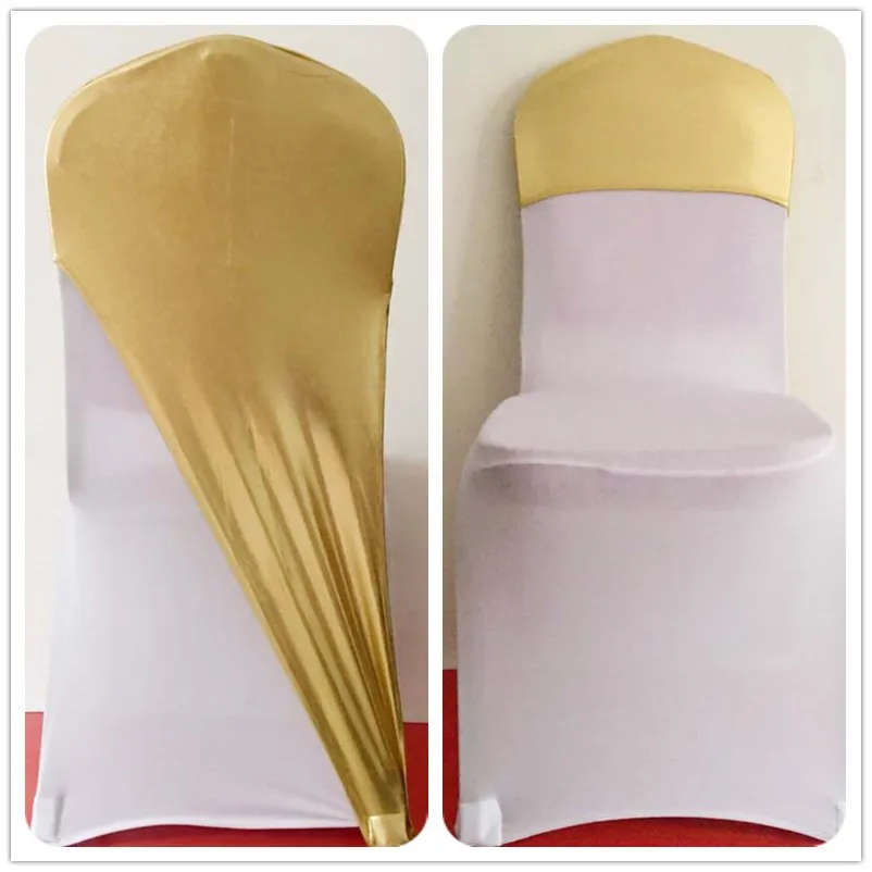 10 шт. Декор в виде золотистых металлических стрейч спандекс стул капюшон