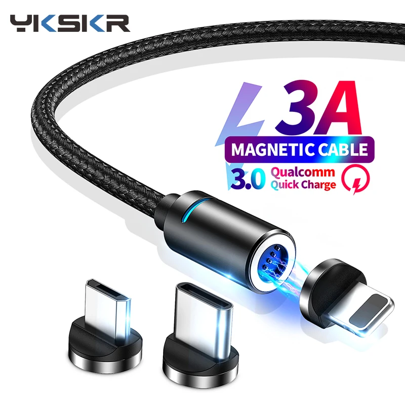 Магнитный кабель 3A для iPhone 11 Samsung зарядное устройство быстрой зарядки 3 0 Micro USB Type C магнитный телефонный шнур