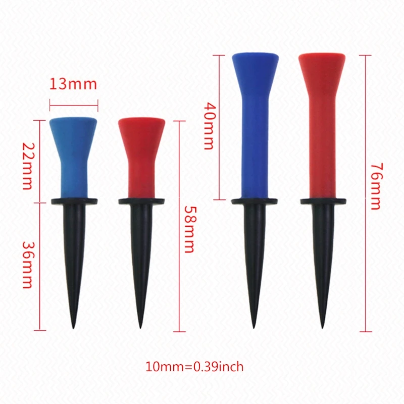 

X5QF 5Pcs Golf Tees 58/76mm High Resilience Durable Rubber Cushion Top Golf Tee for Golf Practice Golf Accessories