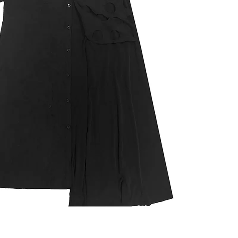 

XITAO Black Dress Fashion New Irregular Pleated Pocket Goddess Fan 2021 Summer Small Fresh Loose Casual Dress Top LDD1459