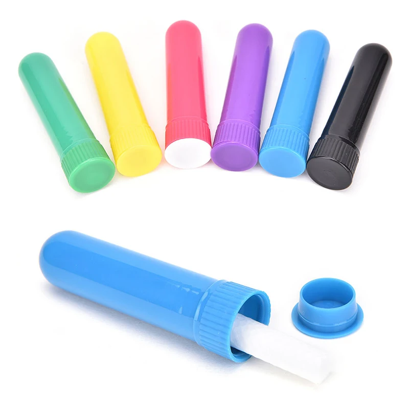 

12Pcs Essential Colored Plastic Blank Nasal Aromatherapy Inhalers Tubes Sticks Nasal Container With Wicks For Oil Nose New