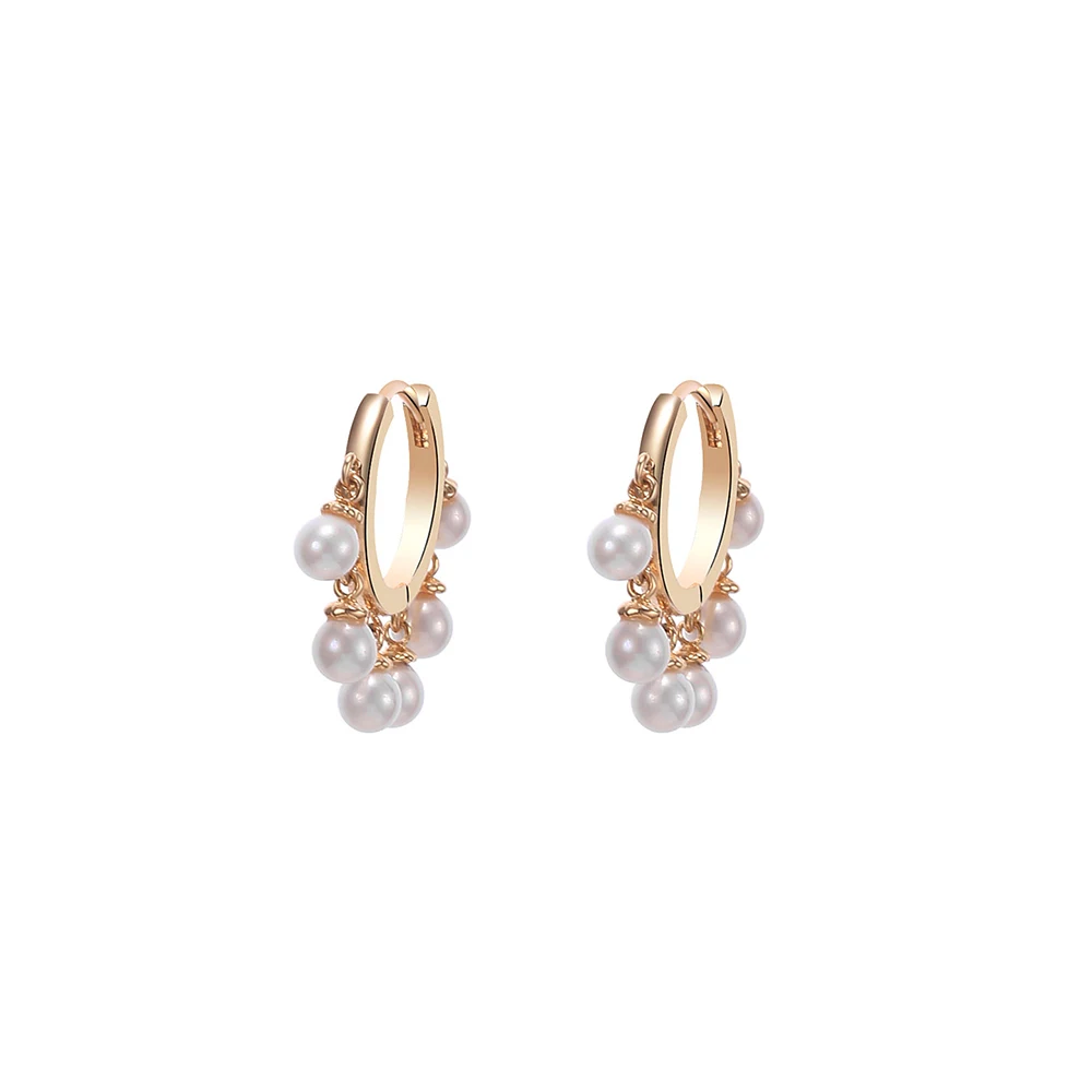 gold Plated Женские серьги-кольца с жемчужными бусинами, цвета: золотистый, серебристый, элегантные серьги, модные подарки, Винтажные Ювелирные изделия, вечерние, свадебные серьги - Окраска металла: gold Plated