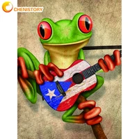 chenistory 5d diamond painting full square round frogs play the guitar diamond embroidery mosaic animal kits art home decoration
