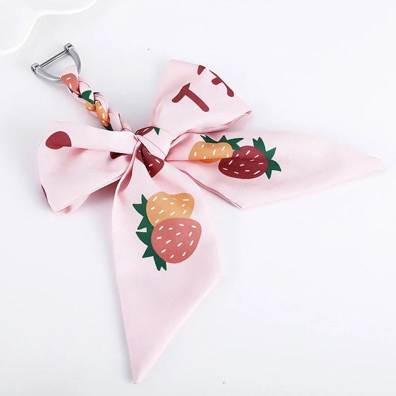 

Bowknot Lanyard Key Chain Silk Scarf Bag Pendant Fashion Korean Version Sweet Durable Women Scarves Keychain Gifts For Friends