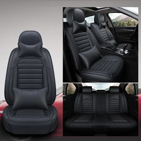 Кожа авто чехлы на сиденья для peugeot 206 3008 2008 307 507 508 кіа cerato Chevrolet Orlando mitsubishi lancer автокресла - Название цвета: Black Luxury