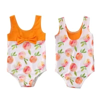 2020 new baby one piece swimwear kids baby girls bow bikini swimsuit peach print bathing suit toddler girls beachwear 6m 4t