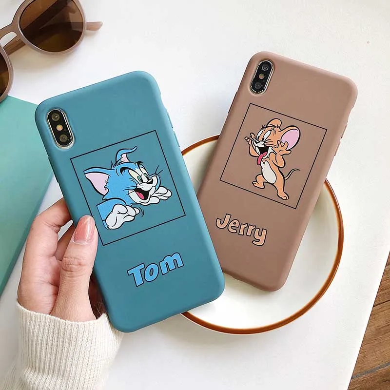 Забавный чехол для телефона Tom Jerry для iPhone 11Pro X XS Max XR 6 6S 7 8 Plus, мягкий силиконовый защитный чехол из ТПУ с милым мультяшным котом Маусом