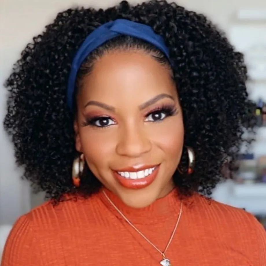 

180% плотности парик с головной повязкой из натуральных волос, короткая стрижка, африканские Курчавые Кудрявые парики бразильских Волосы Remy ...