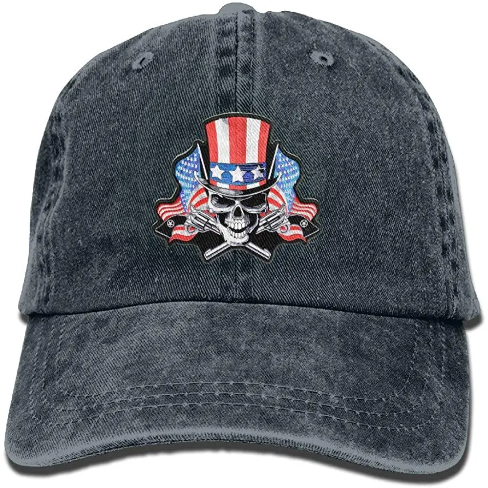 

American Flag Skull Adult Denim Hat for Man Women Unisex,Menâ€˜s Womens Sunbonnet