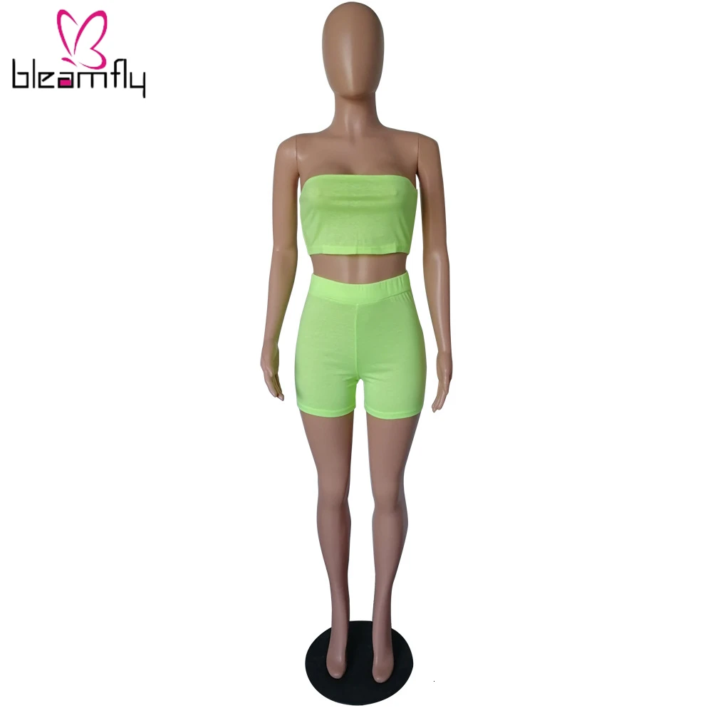 Летняя женская неоновая зеленая однотонная майка без бретелек Топ и