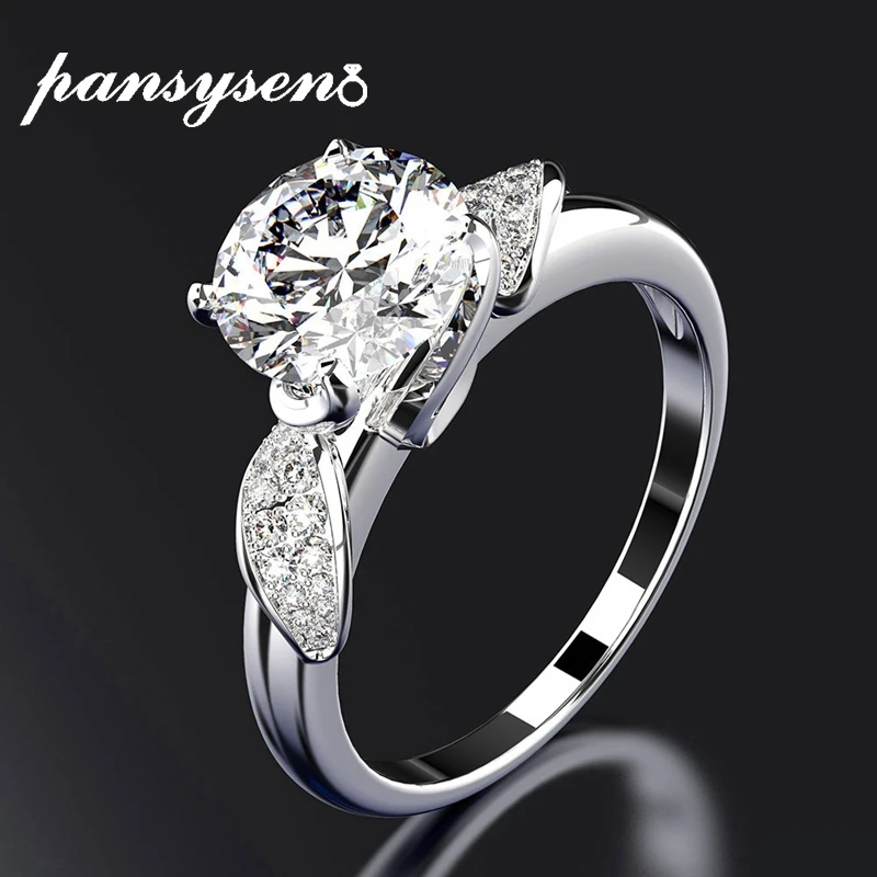Новые Классические свадебные кольца PANSYSEN для женщин из натурального серебра 925