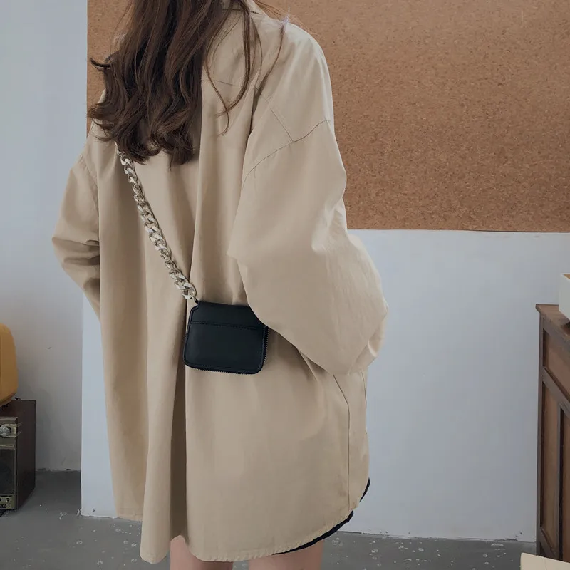 Women's thick chain waist bag fashion messenger chest miniPU leather small | Coin Purses