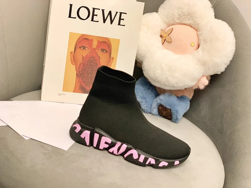 

lrtters Print Socks Boots Women Stretch Fabric Elastic Stilettos Heel Pointed Toe Ankle Boots Shoes Woman Boats Ankle Boots 2021