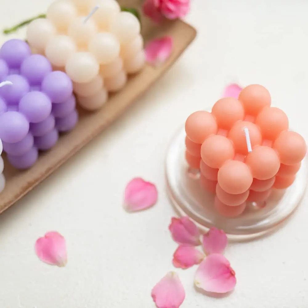 

1pc Cube Wax Fragrance Candle Bougie Rose Scented Candles Home Geometric Decoration Cube Wax Fragrance Candle