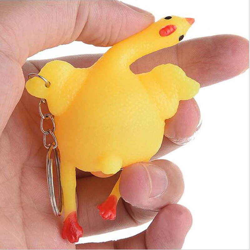 TR 1pcs Funny Gadgets Novelty Antistress Squeeze Chicken Laying Egg Chicken Toys Keyring Surprise Squishy Kids Toys for enlarge
